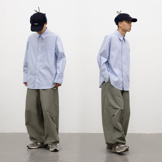 Grey-green American Trench Coat Wide-leg Sweatpants